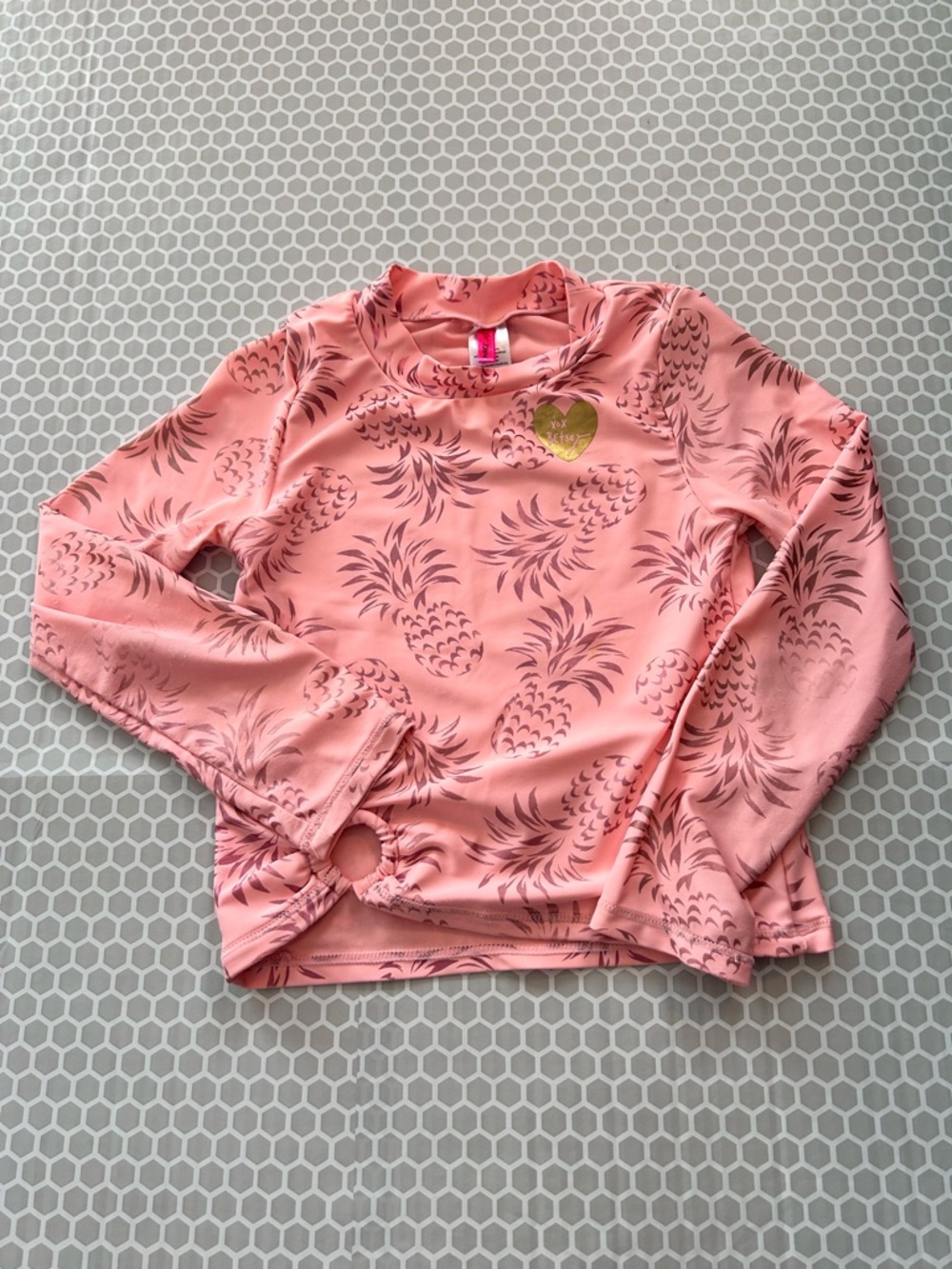 Betsey Johnson Pink Pineapple Rashguard Swim Shirt Size 10
